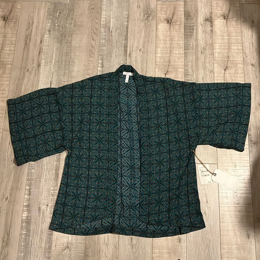 Leith Teal Colonial Geo Block Kimono